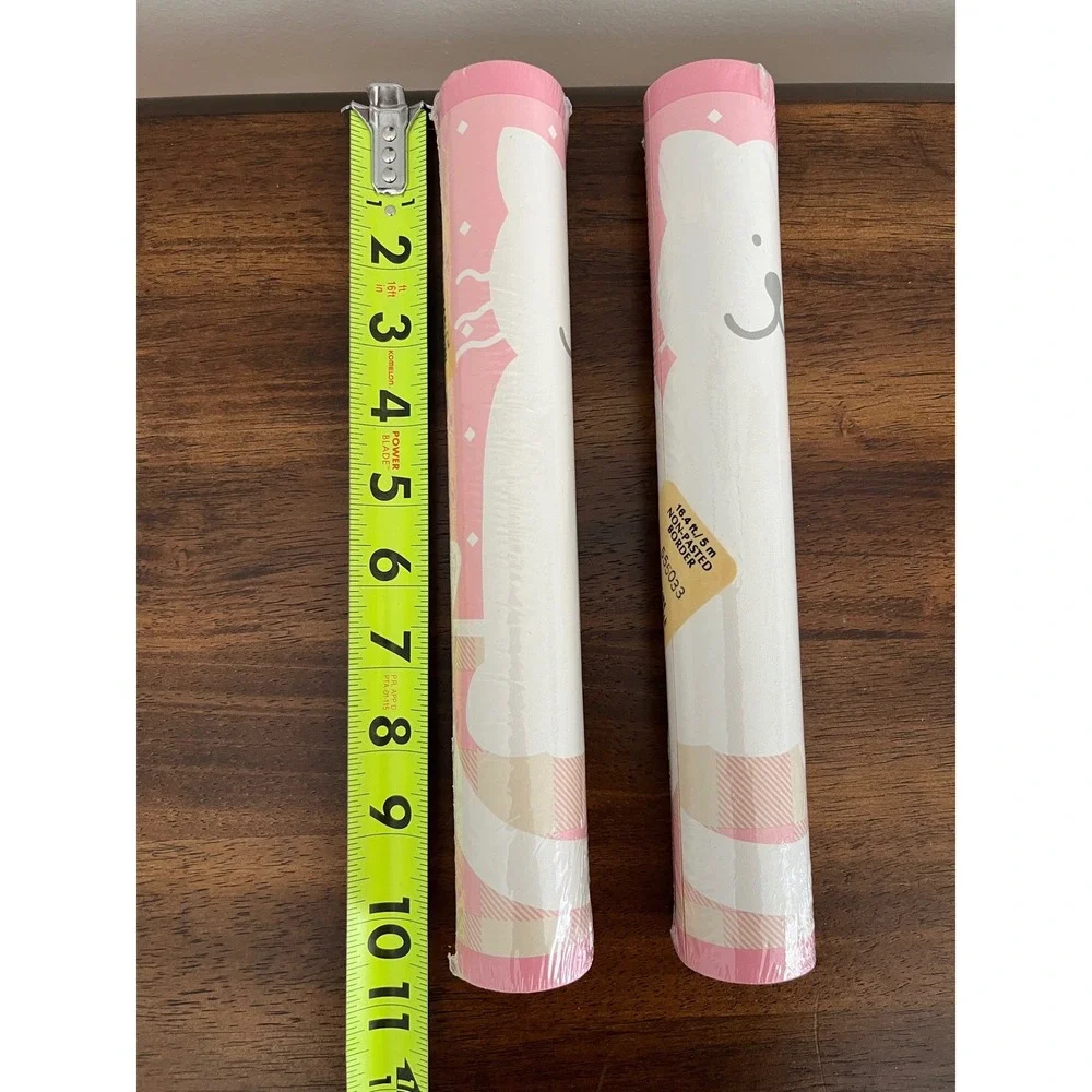 Waverly Non-Pasted Wallpaper Border Pink and white with cat gingham Vtg‎ decor